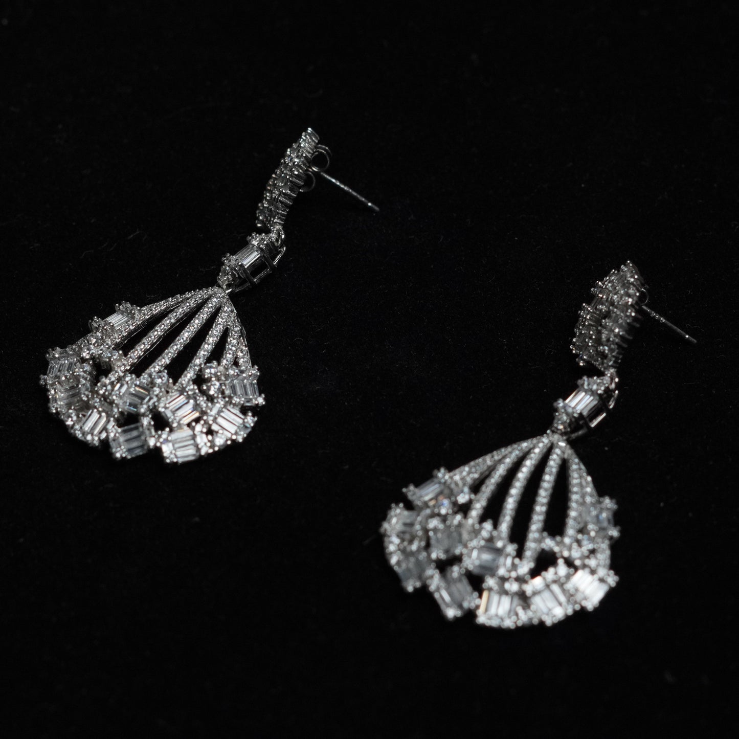 Radiant Fan-Shaped Crystal Drop Earrings