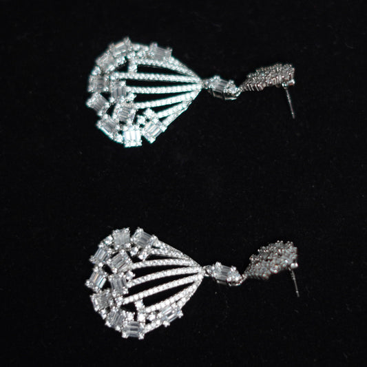 Radiant Fan-Shaped Crystal Drop Earrings