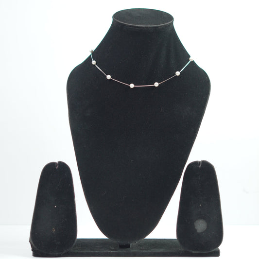 Minimalist Silver Bead Choker Necklace