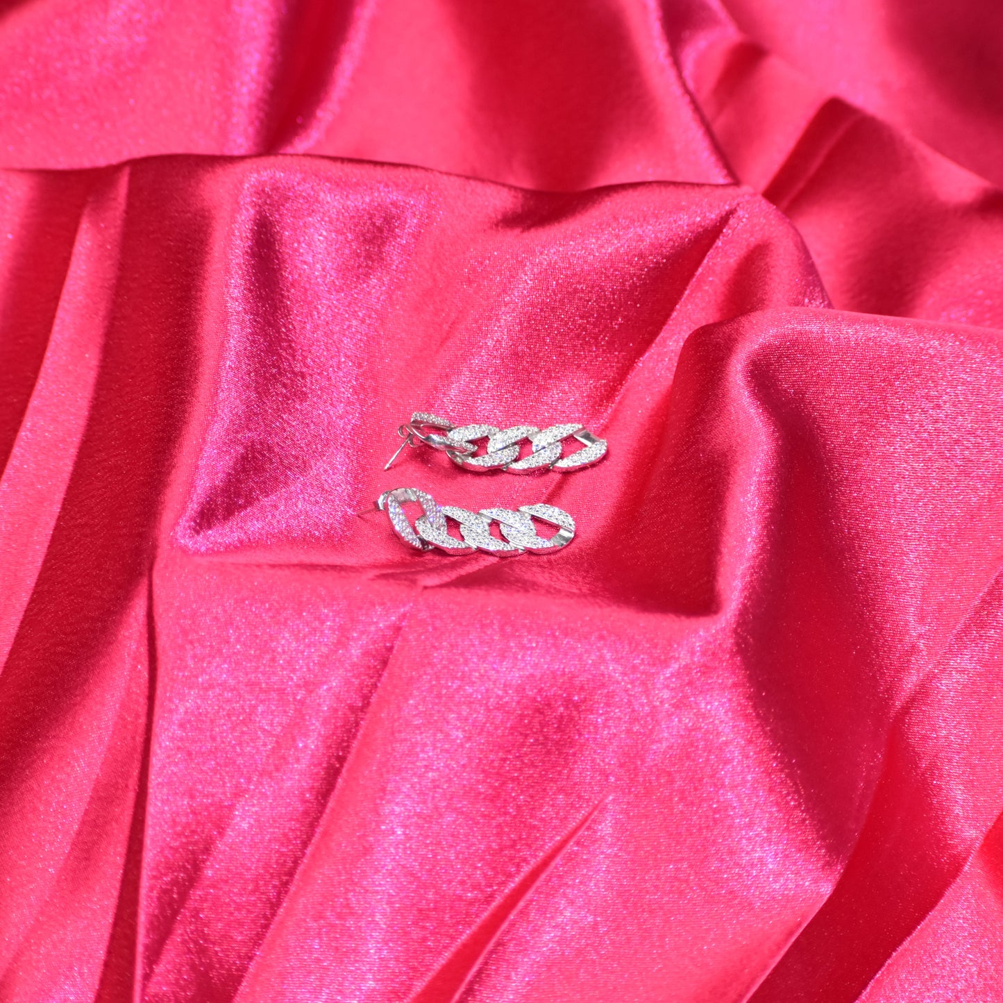 Diamond-Accented Chain Link Statement Earrings