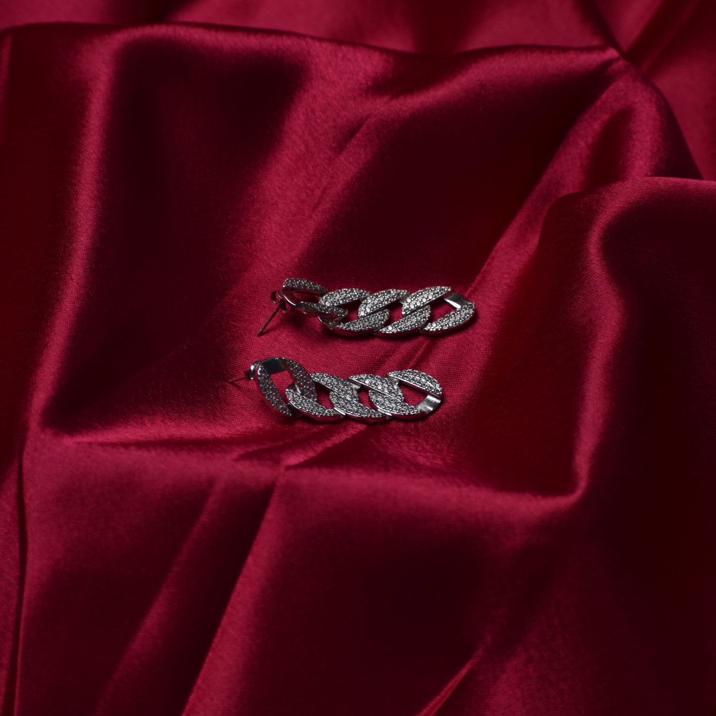 Diamond-Accented Chain Link Statement Earrings