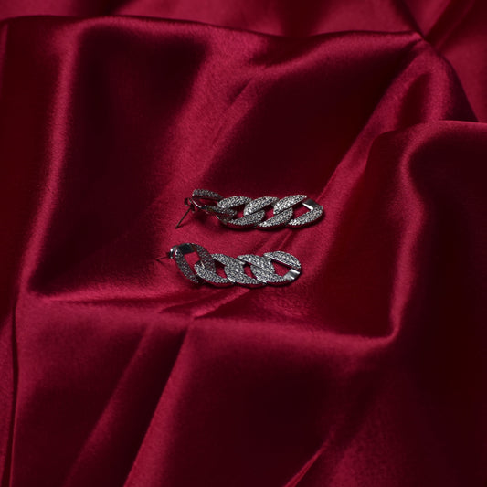 Diamond-Accented Chain Link Statement Earrings