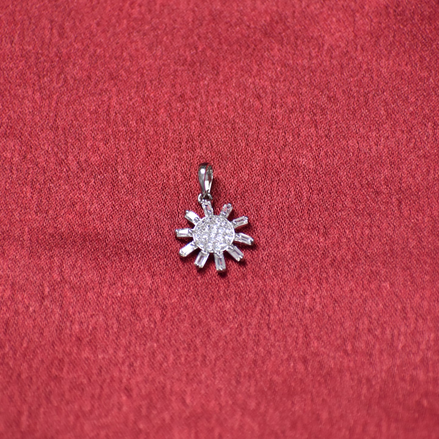 Radiant Sunburst Pendant in Sterling Silver with CZ