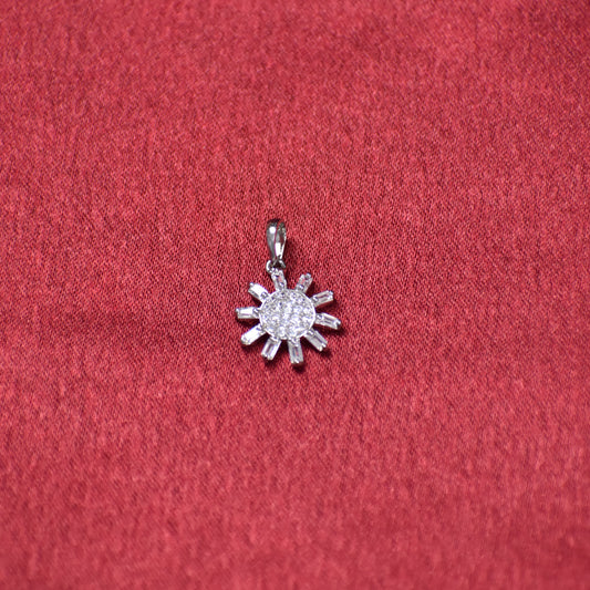Radiant Sunburst Pendant in Sterling Silver with CZ