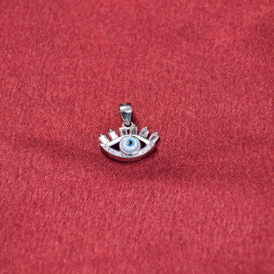 Sterling Silver Evil Eye Pendant with CZ Accents