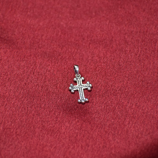 Ornate Beaded Cross Pendant – Sterling Silver