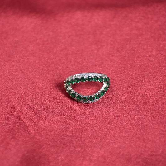 Emerald Green Double Row Band Ring – Sterling Silver
