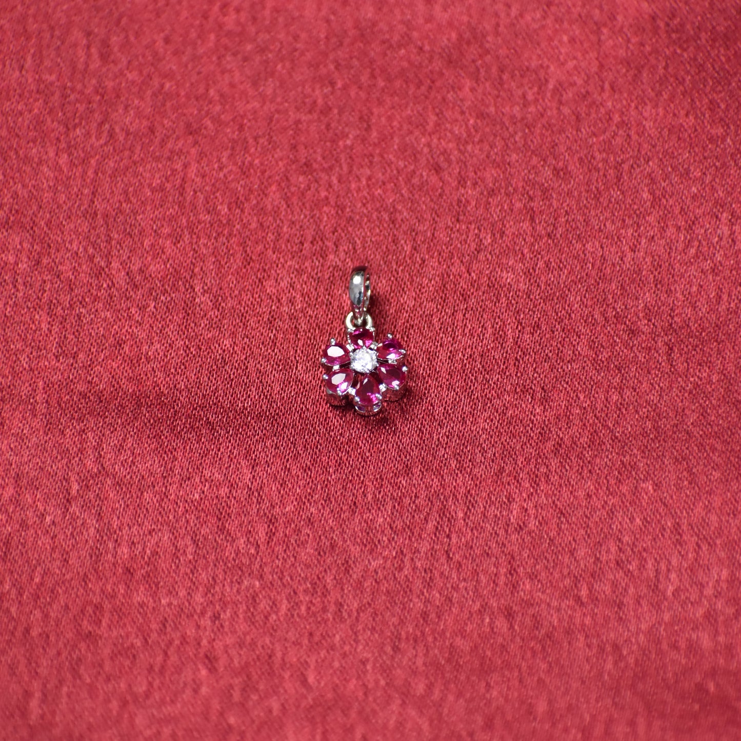 Pink Blossom Pendant with White CZ Center