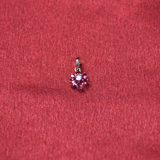 Pink Blossom Pendant with White CZ Center